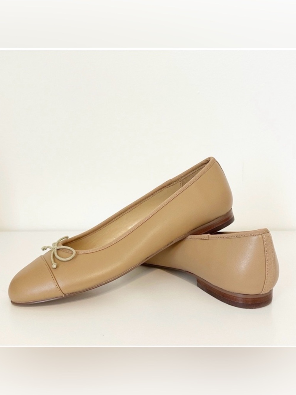 Ann Taylor Cap Toe Leather Ballet Flats in Desert Sand